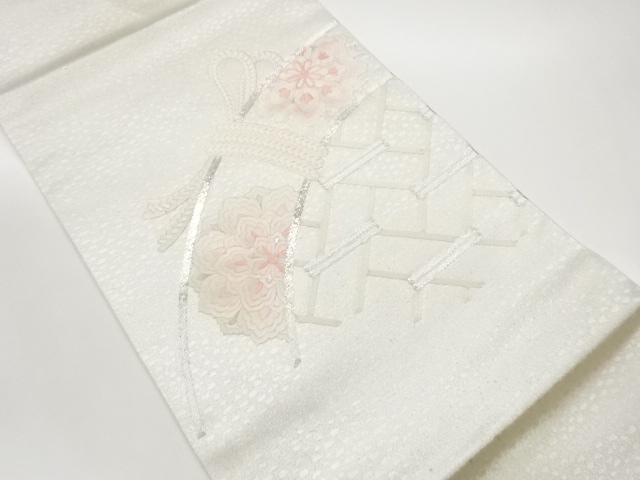 JAPANESE NAGOYA OBI / EMBROIDERY / FLOWER CREST